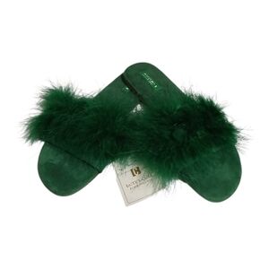 BCTEX COLL Women's Fuzzy Feathered Slippers Green Size 39/8